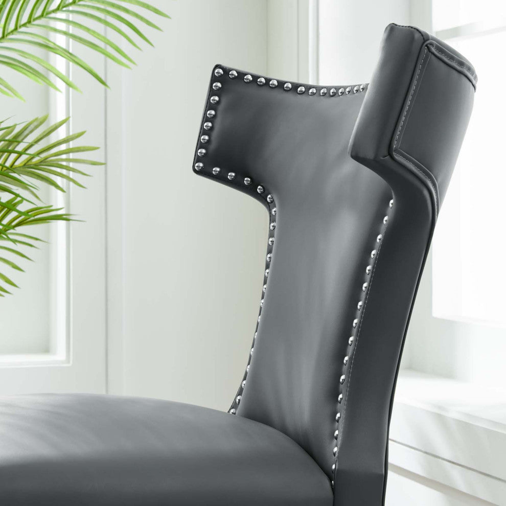 Curve Vegan Leather Dining Chair, Gray
