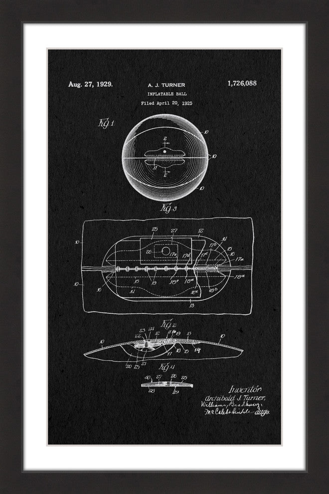 "Basketball 1925 Black Paper" Framed Painting Print