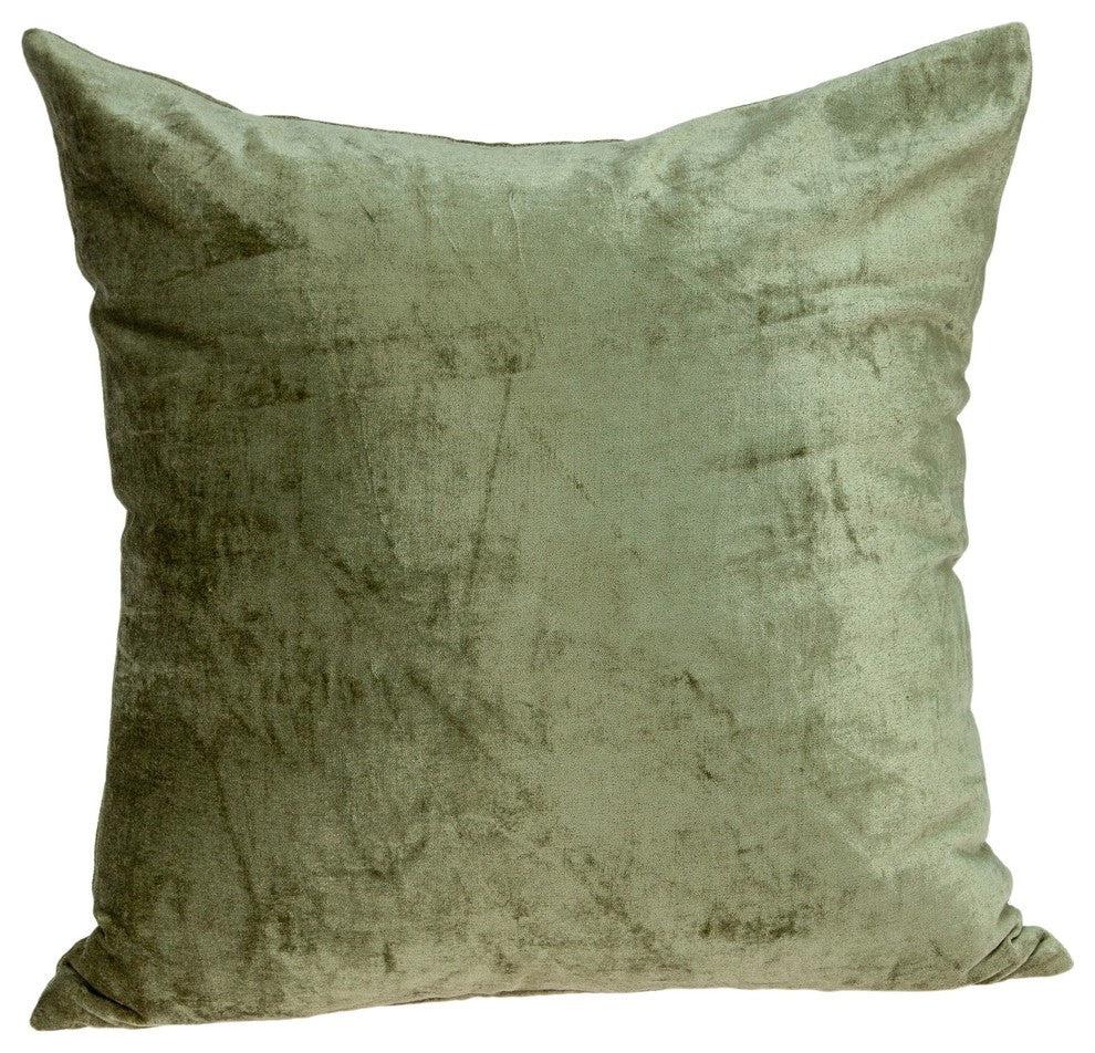 20" X 7" X 20" Transitional Olive Solid Pillow Cover With Poly Insert