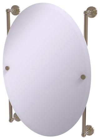 Waverly Place Oval Frameless Rail Mounted Mirror, Antique Pewter