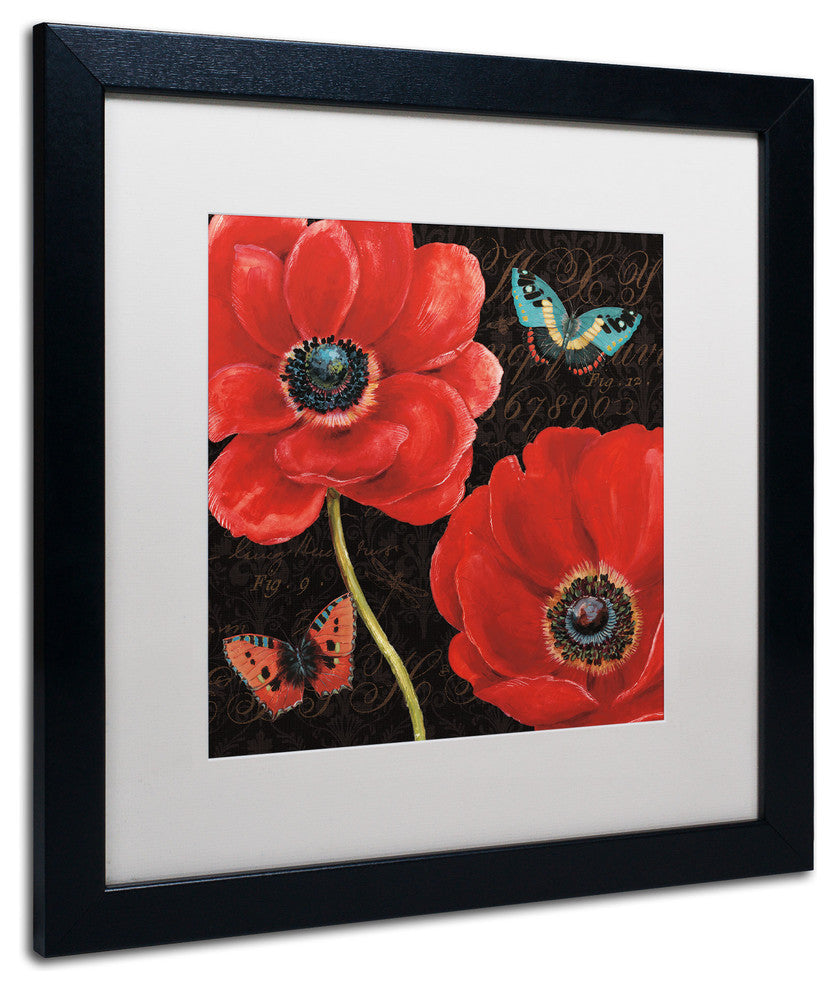 'Petals and Wings II' Matted Framed Canvas Art by Daphne Brissonnet