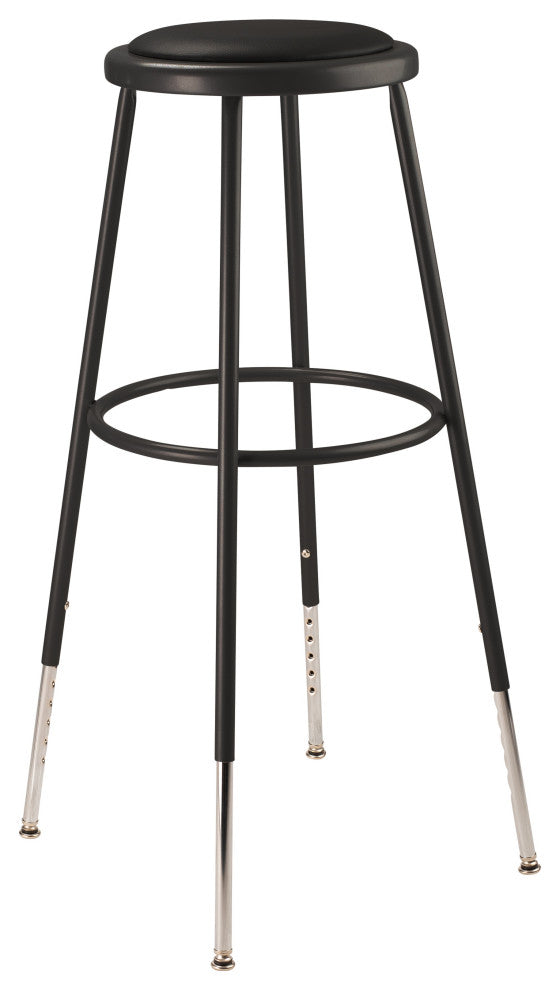 NPS 32 -39" Height Adjustable Heavy Duty Vinyl Padded Steel Stool, Black