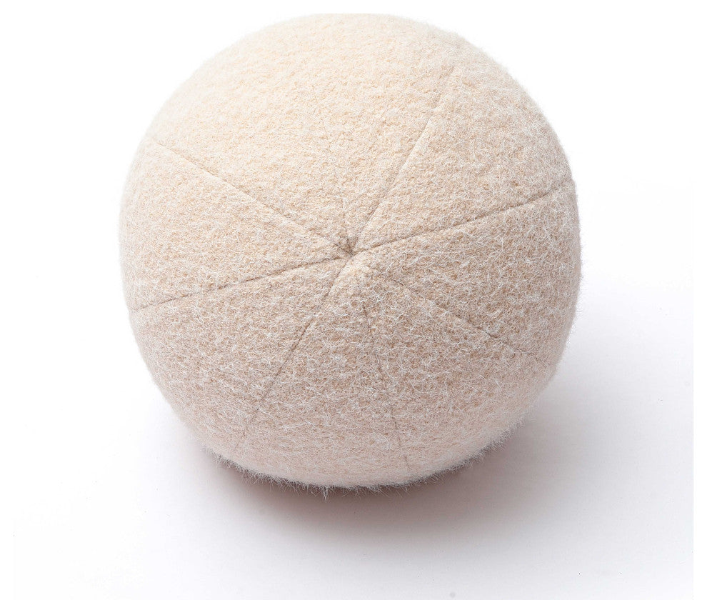 Boba Round Pillow, Rose-Tan Long Mohair, 14"