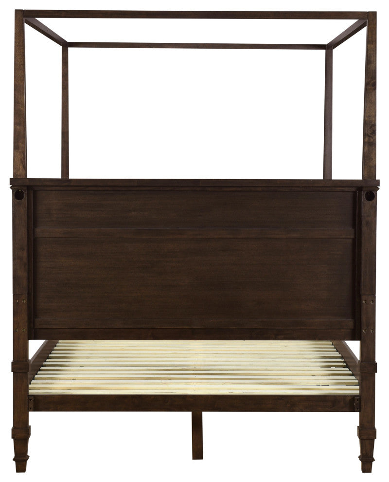 Martha Stewart Kenna Bed, Console Table, Nightstand, Dark Coffee, Bed-Queen Size