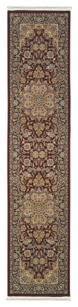 Mackenzie Intricate Medallion Red/ Multi Fringed Area Rug, 2'3"X10'