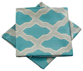 Safi Jacquard Lumbar 2 Pieces Pillow Shell Set, Deep Teal, 14"x26"