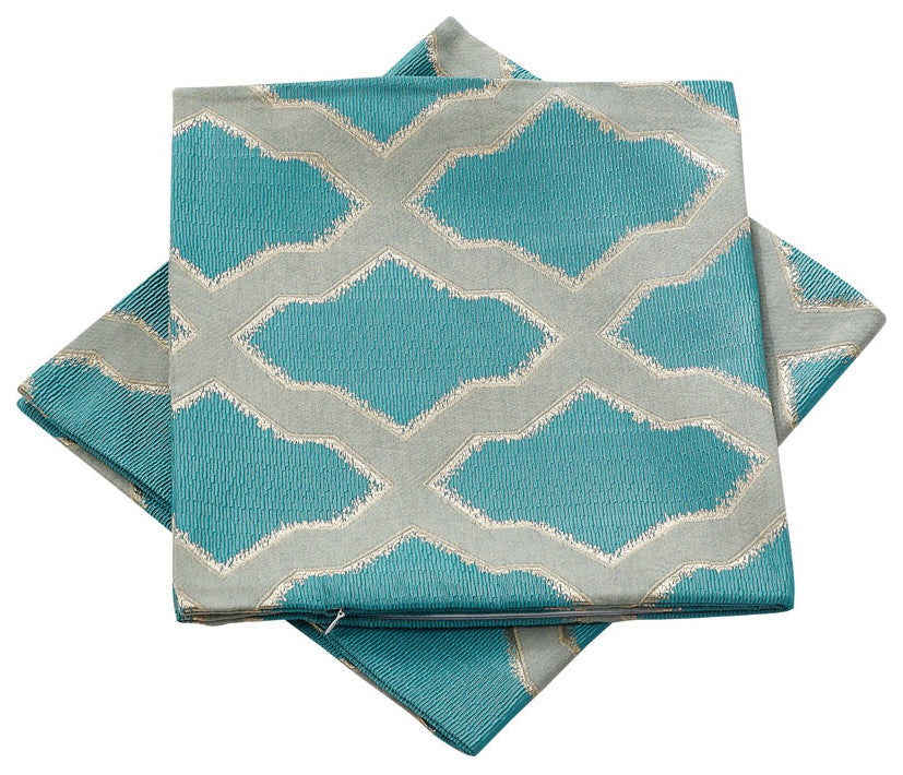 Safi Jacquard Lumbar 2 Pieces Pillow Shell Set, Deep Teal, 14"x26"