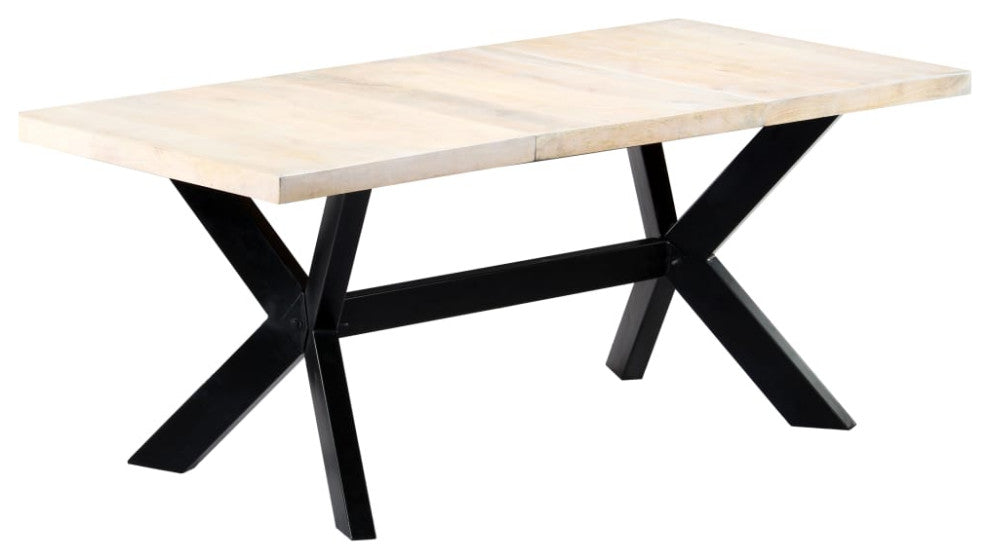 vidaXL Dining Table White 70.9"x35.4"x29.5" Solid Mango Wood