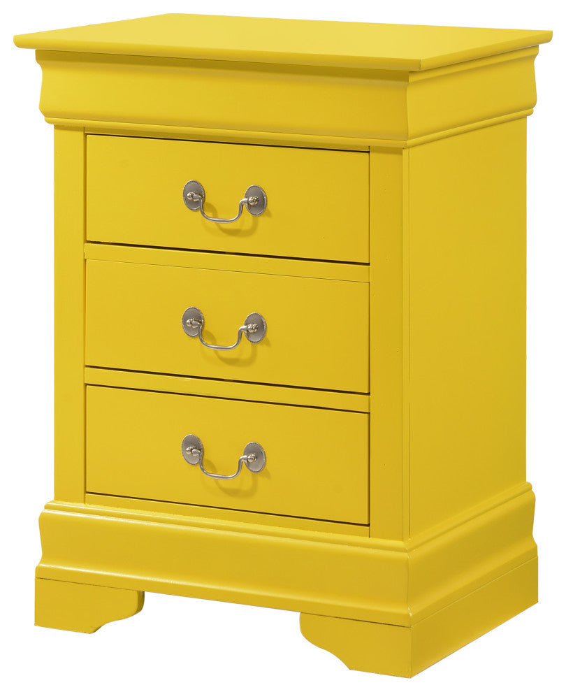Louis Philippe 3-Drawer Nightstand (29 in. H x 21 in. W x 16 in. D), Yellow