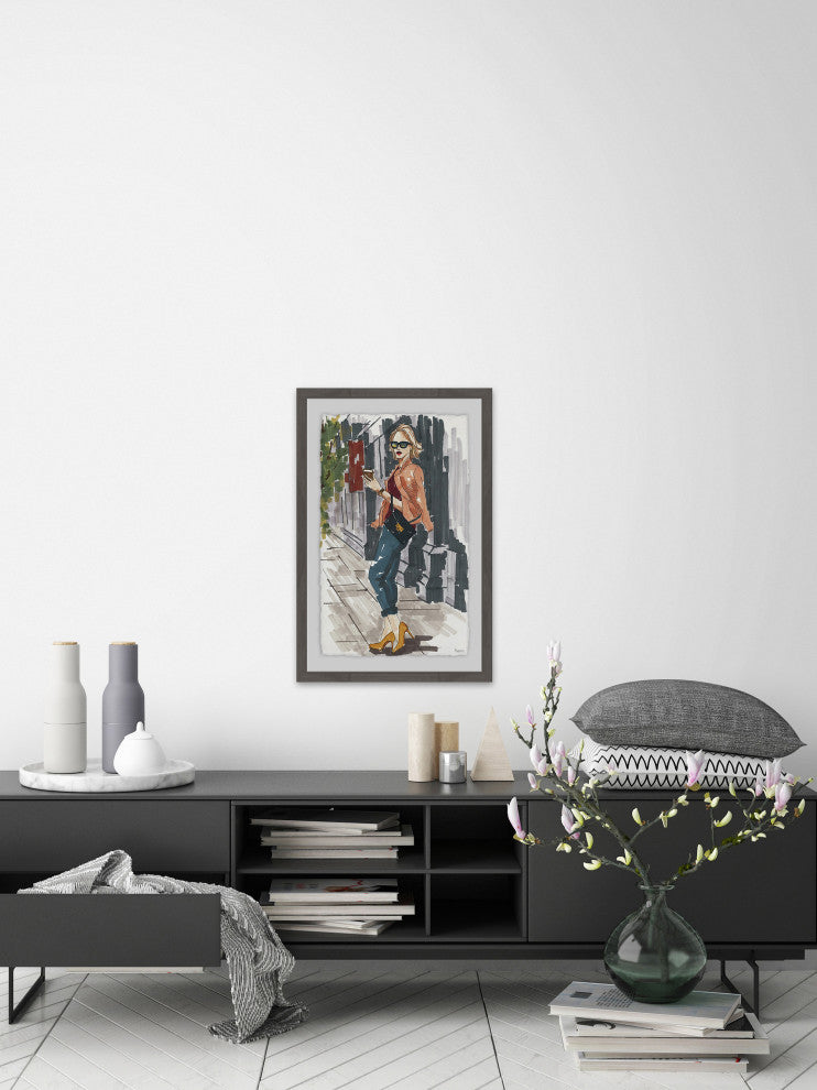 "Casual Coffee Break" Framed Painting Print, 24"x36"