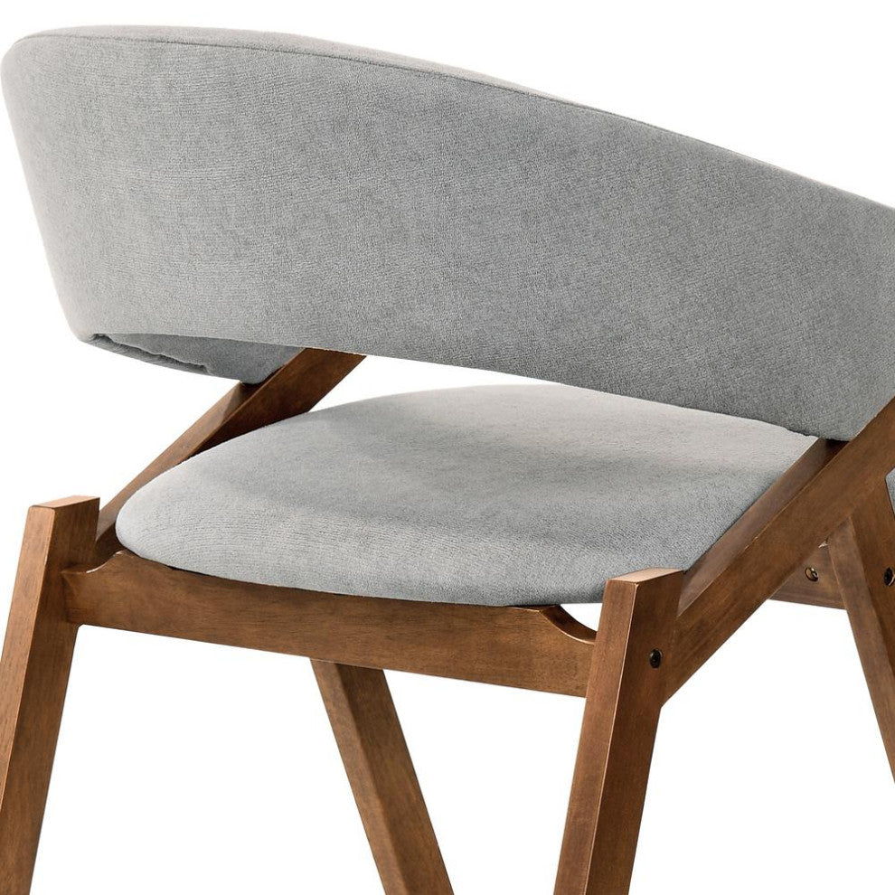 Talulah Gray Fabric and Walnut Veneer Dining Side Chairs - Set of 2