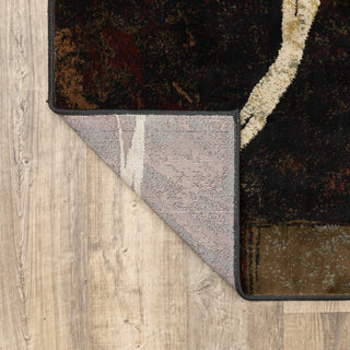 7' X 10' Brown And Black Abstract Geometric Area Rug