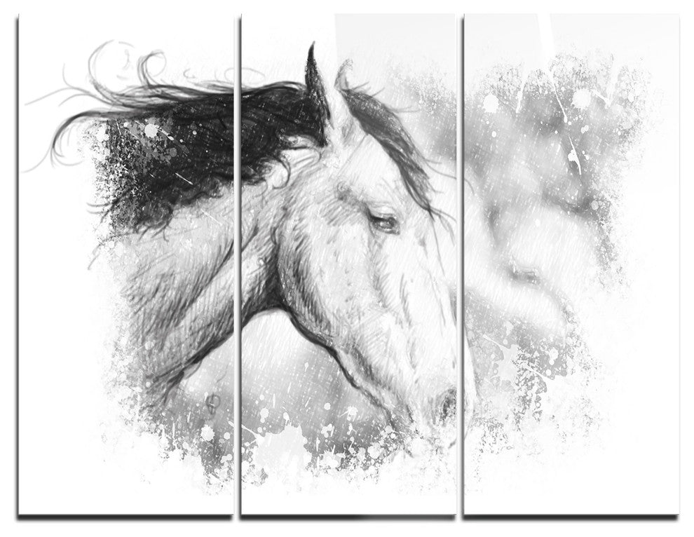 "Horse Tattoo Art" Digital Metal Wall Art, 3 Panels, 36"x28"