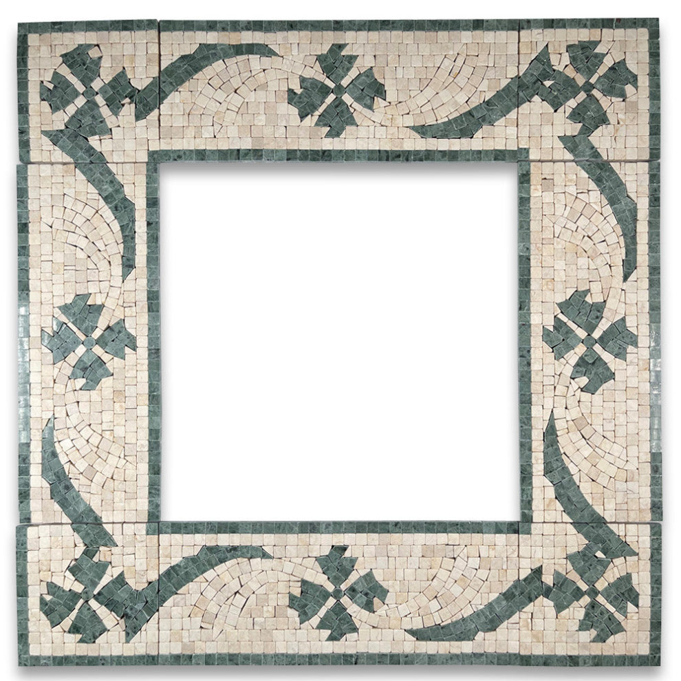 Marble Mosaic Border Listello Accent Tile Clover Green 4.7x12 Polished, 1 piece