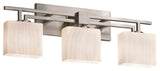 Fusion Aero 3-Light Bath Bar, Rectangle, Brushed Nickel, Ribbon Shade