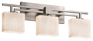 Fusion Aero 3-Light Bath Bar, Rectangle, Brushed Nickel, Ribbon Shade