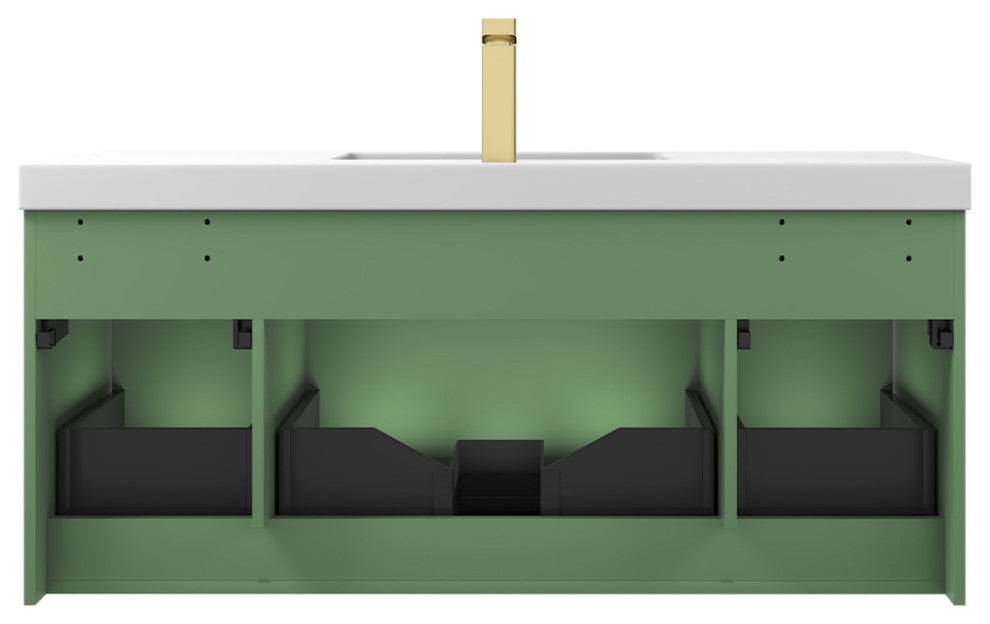Floating Bathroom Vanity with Sink, Wall Mounted Vanity, Green, 48" W/ Single Sink