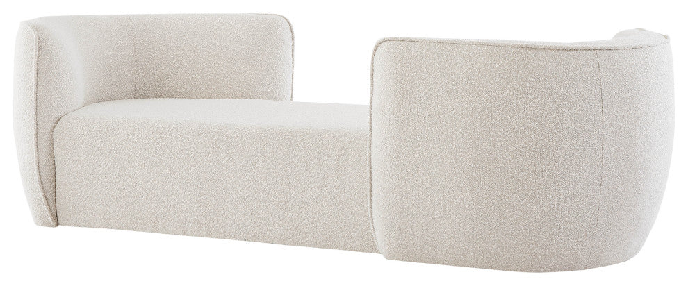 Hilton Boucle Fabric Upholstered Chaise Lounge, Cream