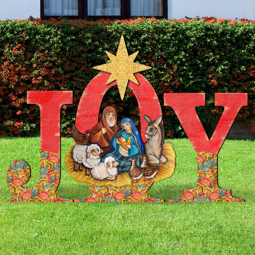 Joy Nativity Wooden Outdoor Decor