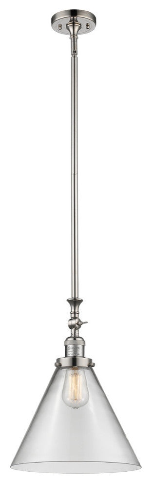X-Large Cone 1-Light Mini Pendant, Polished Nickel, Clear