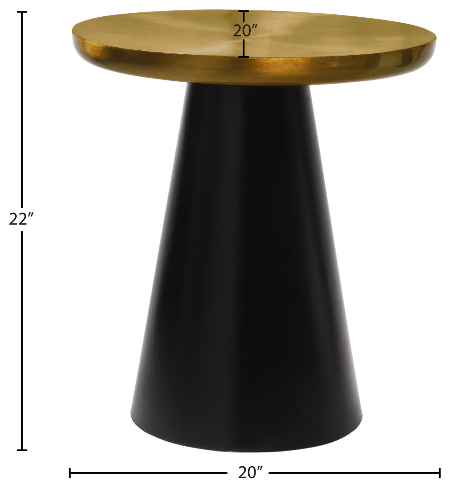 Martini End Table, Brushed Gold Top, Matte Black Base
