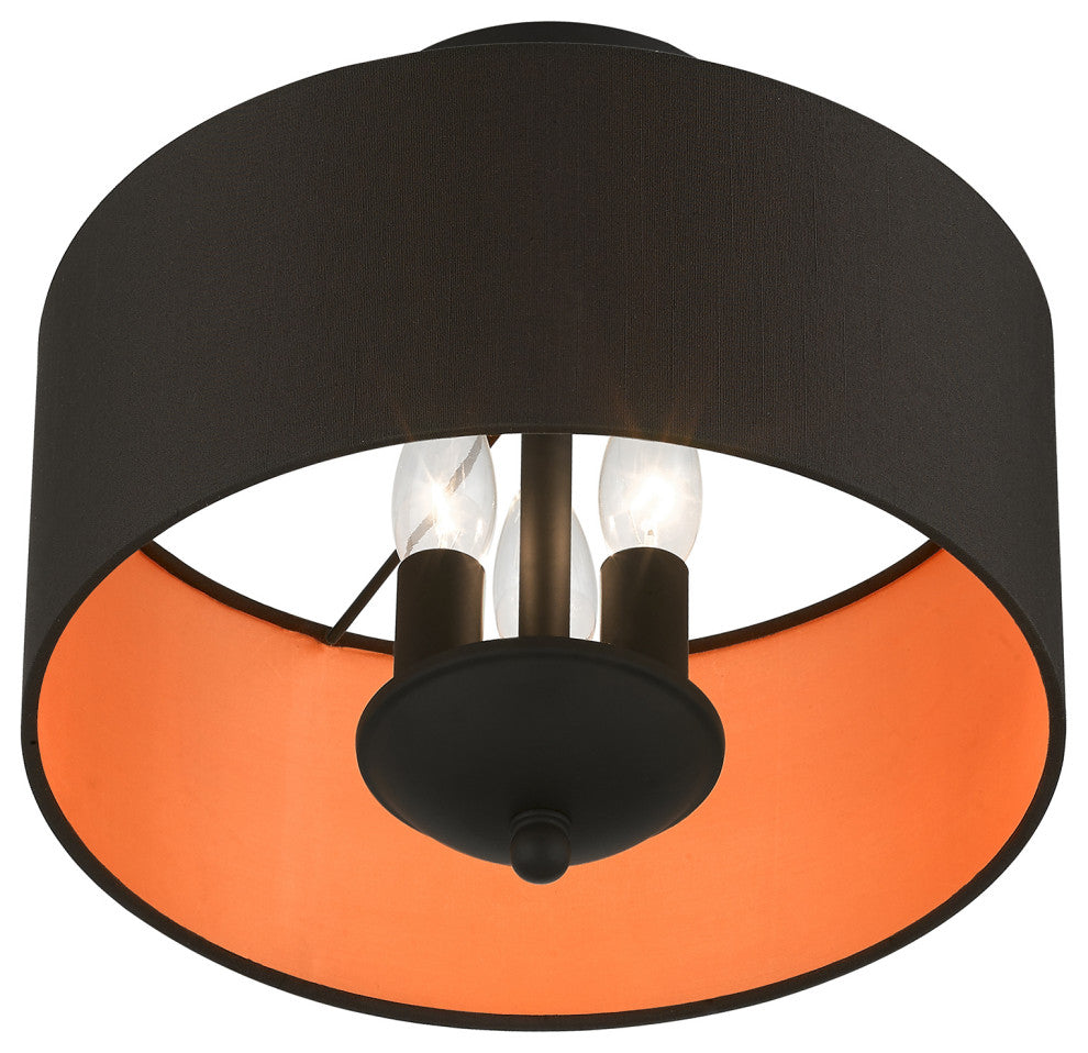 Livex Lighting 3 Light Black Semi-Flush Mount