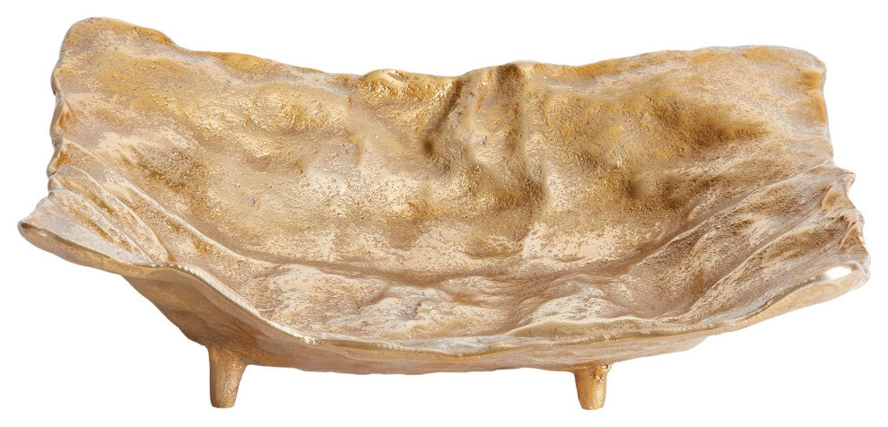 Modern Gold Metal Square Crinkled Decorative Bowl Tray Linen Texture Elegant