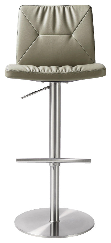 Paddy Light Gray Vegan Leather on Silver Adjustable Stool