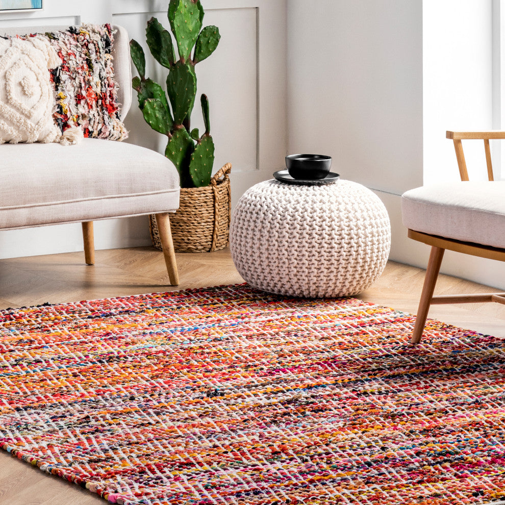 Nuloom Candy Striped Chevron Area Rug, Magenta 3'x5'