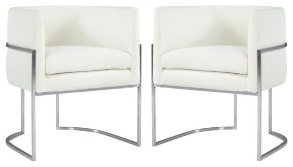 Home Square Giselle 19" Transitional Velvet Dining Chair in Cream - Set of 2