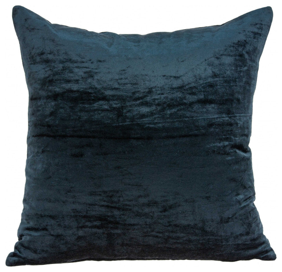 HomeRoots 22" x 0.5" x 22" Transitional Dark Blue Solid Pillow Cover