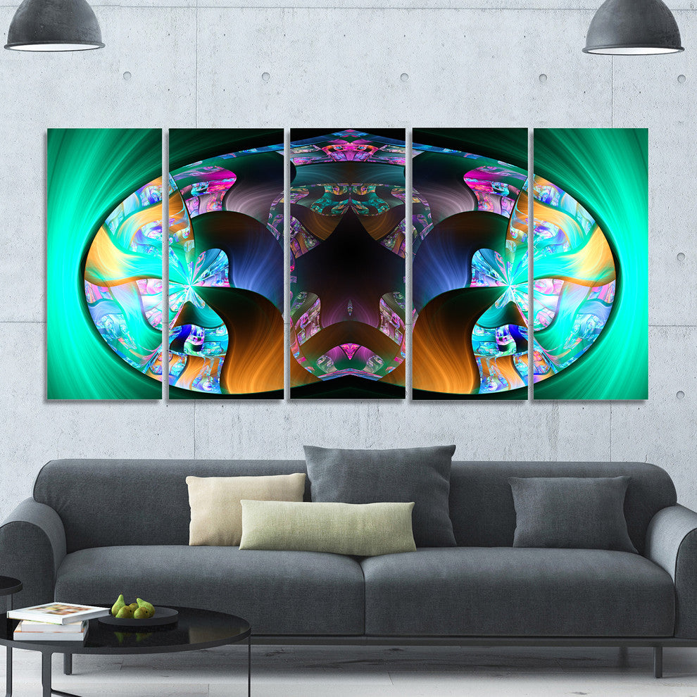 Blue Capsule in Plasma, Abstract Canvas Art Print, 60"x28", 5 Panels