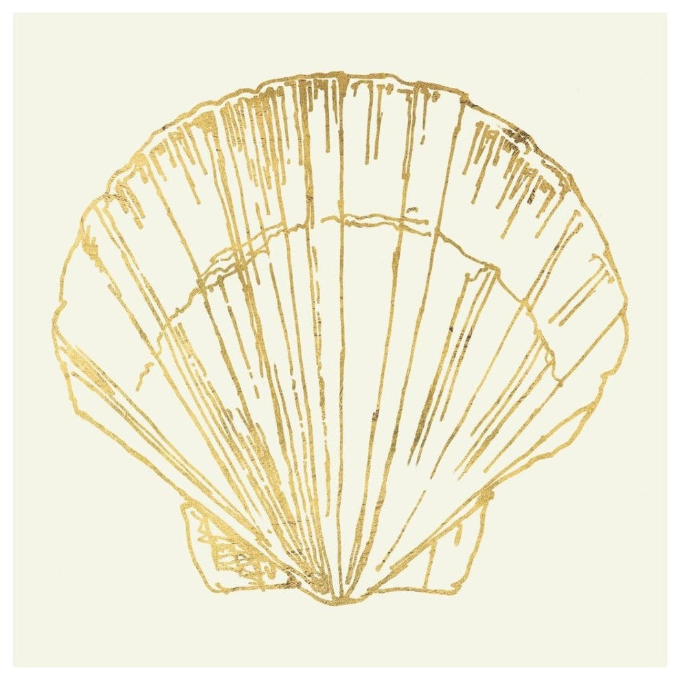 "Coastal Breeze Shell Sketches V" Digital Paper Print by Anne Tavoletti, 38"x38"