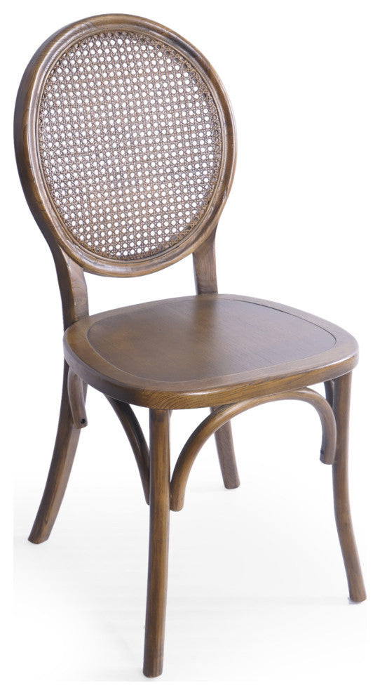 Lampman Elm Wood and Rattan Dining Chair, Set of 2, Brown