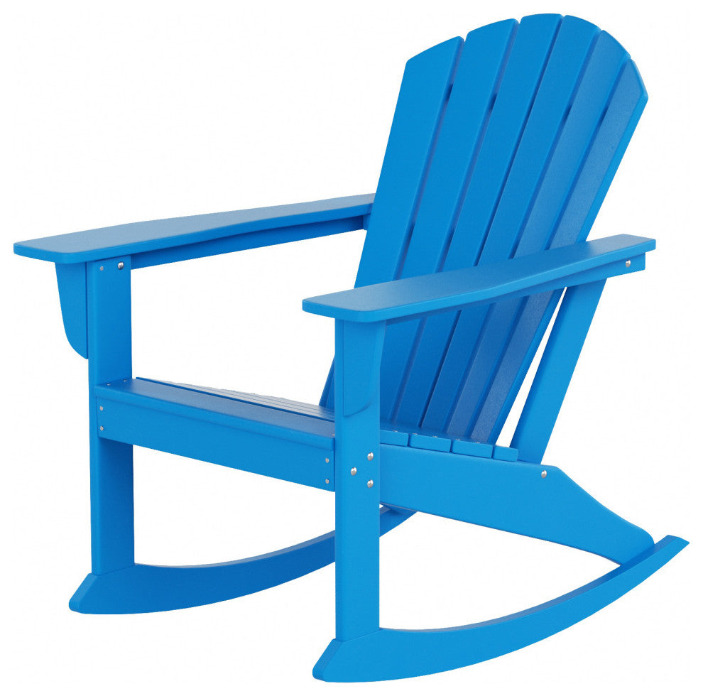 WestinTrends Outdoor Patio Poly Lumber Adirondack Porch Rocking Chair Rocker, Pacific Blue