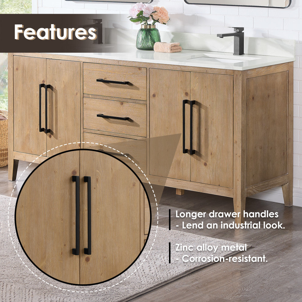 Laurel Bathroom Cabinet Vanity Base, Weathered Fir, 72", Without Mirror