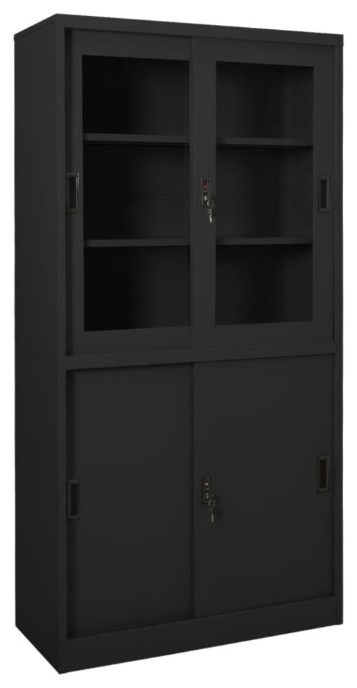 Vidaxl Office Cabinet With Sliding Door Anthracite 35.4"x15.7"x70.9" Steel