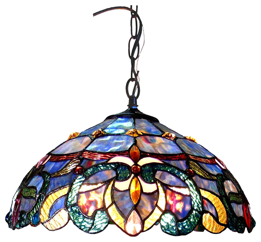 Chloe Lighting Nora Tiffany Style Victorian 2 Light Ceiling Pendant Fixture