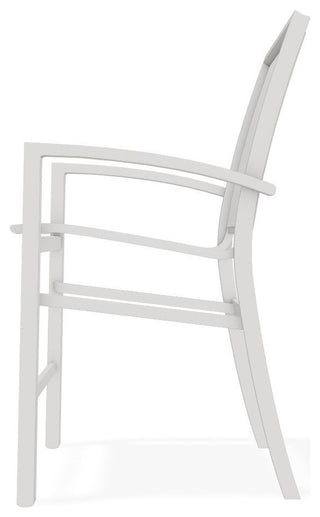 Kendall Sling Balcony Height Stackable Outdoor Stool, White/Snow