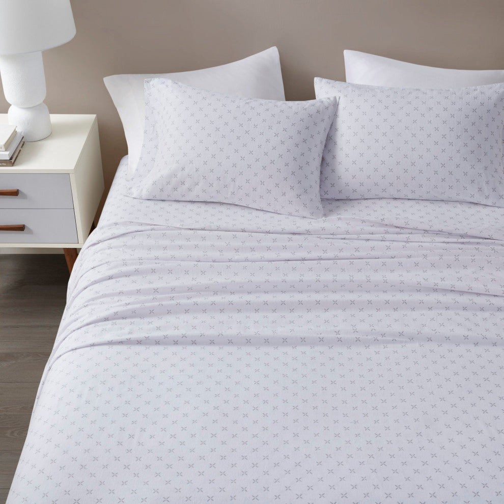 Beautyrest Oversized Flannel 4 Piece Sheet Set, Grey Petals