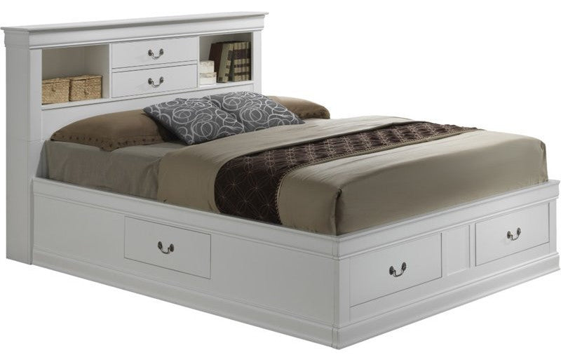 Mendota Storage Bed, White, Queen