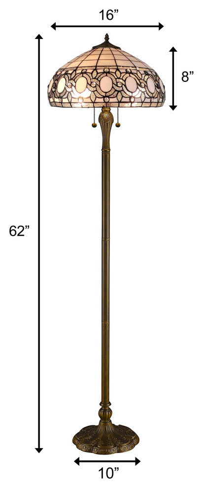 Tiffany Style 2 Light Old Fashioned Floor Lamp, 62" Tall