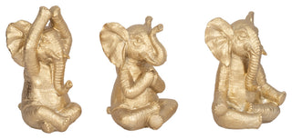 Resin, Set of 3, 8"H, Yoga Elephants
