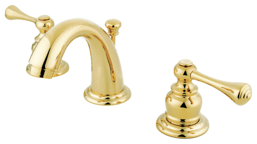 Kingston Brass Widespread Bathroom Faucet With Retail Pop-Up, Polished Brass