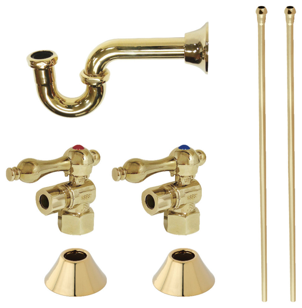 Plumbing Sink Trim Kit, P-Trap, Polished Brass