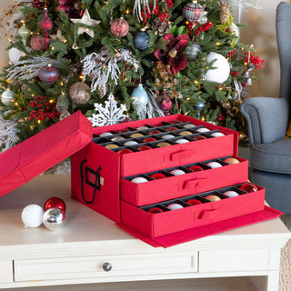 72" 3" Christmas Ornament Storage Box With Drawers