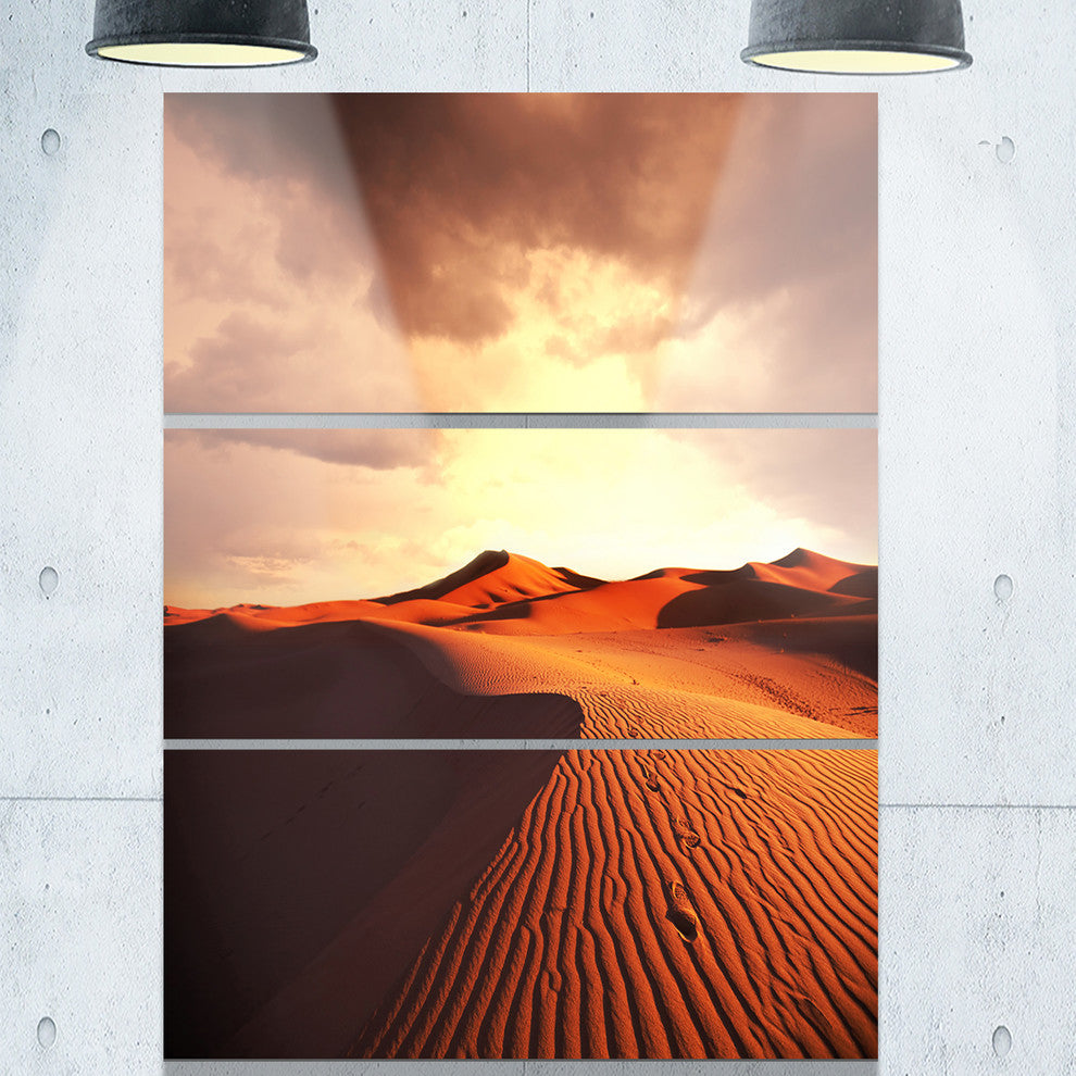 "Desert Dunes Under Cloudy Sky" Metal Wall Art, 3 Panels, 28"x36"