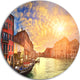 Majestic Sunset Over Venice, Cityscape Disc Metal Artwork, 36"