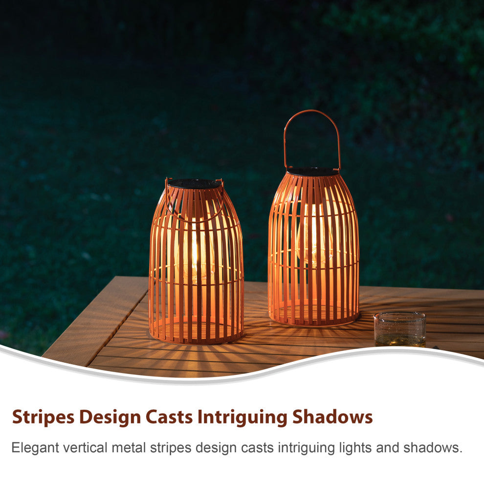 Metal Woven Solar Powered Hanging Lantern, 2-Piece Set