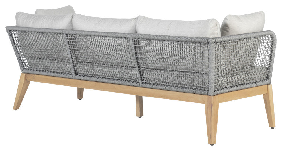Cypress Teak Wood Sofa with Gray Color Rope Design